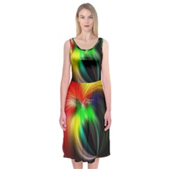 Circle Lines Wave Star Abstract Midi Sleeveless Dress by Celenk