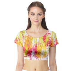 Painting Spray Brush Paint Short Sleeve Crop Top