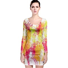 Painting Spray Brush Paint Long Sleeve Bodycon Dress