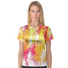 Painting Spray Brush Paint V-Neck Sport Mesh Tee