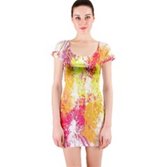 Painting Spray Brush Paint Short Sleeve Bodycon Dress by Celenk