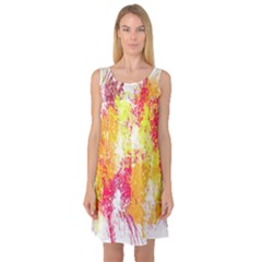 Painting Spray Brush Paint Sleeveless Satin Nightdress