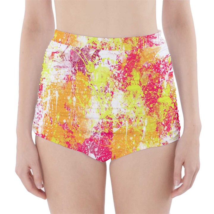 Painting Spray Brush Paint High-Waisted Bikini Bottoms