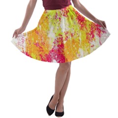 Painting Spray Brush Paint A-line Skater Skirt