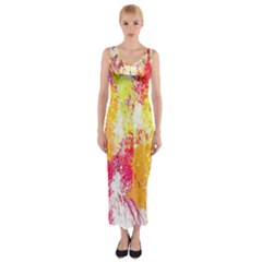 Painting Spray Brush Paint Fitted Maxi Dress