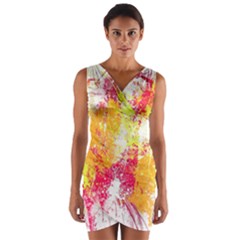 Painting Spray Brush Paint Wrap Front Bodycon Dress