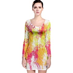 Painting Spray Brush Paint Long Sleeve Velvet Bodycon Dress