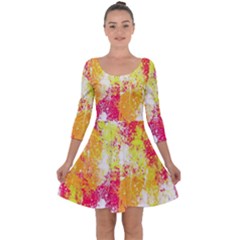 Painting Spray Brush Paint Quarter Sleeve Skater Dress