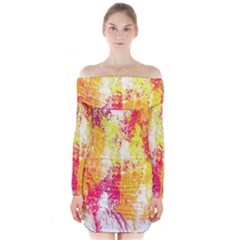 Painting Spray Brush Paint Long Sleeve Off Shoulder Dress