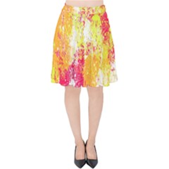 Painting Spray Brush Paint Velvet High Waist Skirt