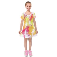 Painting Spray Brush Paint Kids  Short Sleeve Velvet Dress