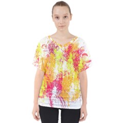 Painting Spray Brush Paint V-Neck Dolman Drape Top