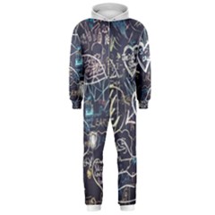 Graffiti Chalkboard Blackboard Love Hooded Jumpsuit (men)  by Celenk