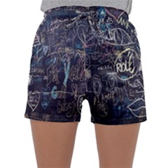 Graffiti Chalkboard Blackboard Love Sleepwear Shorts by Celenk