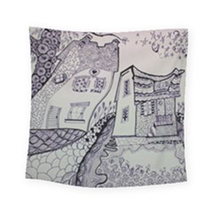 Doodle Drawing Texture Style Square Tapestry (small) by Celenk