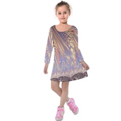 Flourish Artwork Fractal Expanding Kids  Long Sleeve Velvet Dress by Celenk