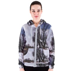 Winter Bach Wintry Snow Water Women s Zipper Hoodie by Celenk