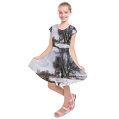 Winter Bach Wintry Snow Water Kids  Short Sleeve Dress