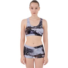 Winter Bach Wintry Snow Water Work It Out Sports Bra Set by Celenk