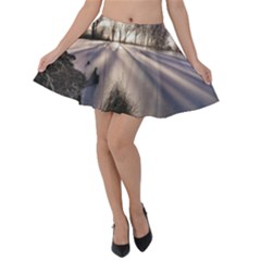 Winter Lake Cold Wintry Frozen Velvet Skater Skirt