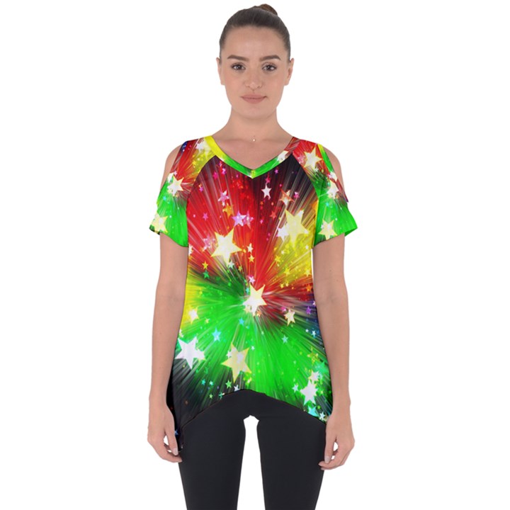 Star Abstract Pattern Background Cut Out Side Drop Tee