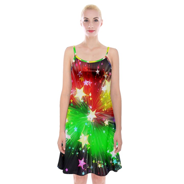 Star Abstract Pattern Background Spaghetti Strap Velvet Dress