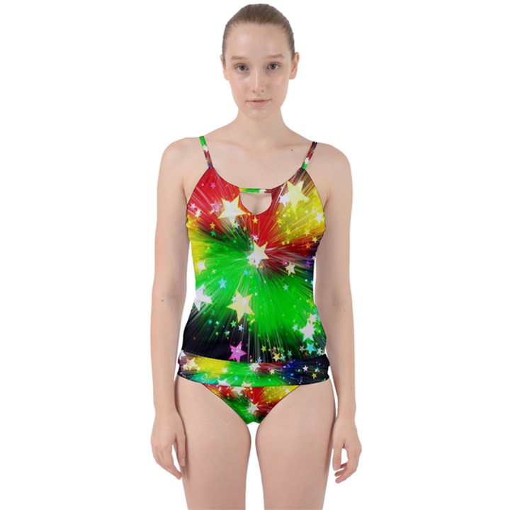 Star Abstract Pattern Background Cut Out Top Tankini Set