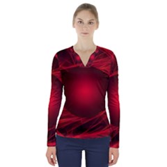 Abstract Scrawl Doodle Mess V-neck Long Sleeve Top