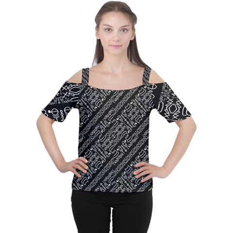 Tribal Stripes Pattern Cutout Shoulder Tee by dflcprints