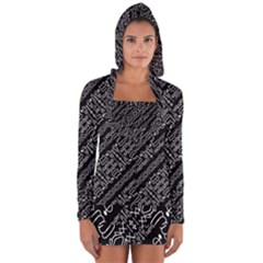 Tribal Stripes Pattern Long Sleeve Hooded T-shirt by dflcprints