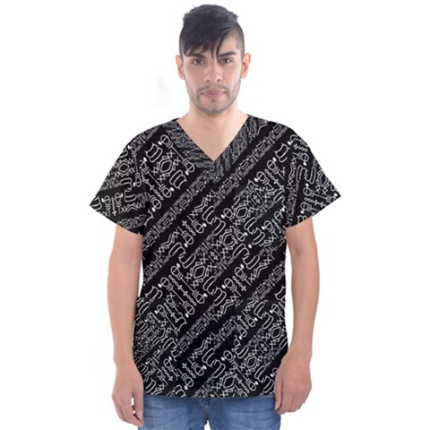 Tribal Stripes Pattern Men s V-neck Scrub Top by dflcprints