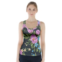 Beautiful Floral Pattern Racer Back Sports Top