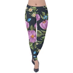 Beautiful Floral Pattern Velvet Leggings