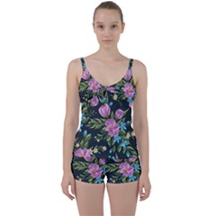 Beautiful Floral Pattern Tie Front Two Piece Tankini