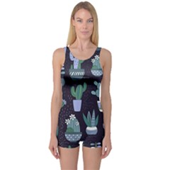 Cactus Pattern One Piece Boyleg Swimsuit by allthingseveryone