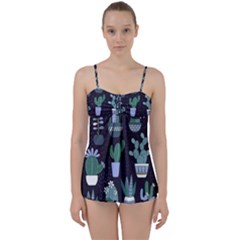 Cactus Pattern Babydoll Tankini Set