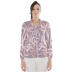 Rose Gold, Asian,leaf,pattern,bamboo Trees, Beauty, Pink,metallic,feminine,elegant,chic,modern,wedding Wind Breaker (women)