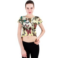 Colorful Butterflies Crew Neck Crop Top by allthingseveryone