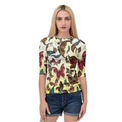 Colorful Butterflies Quarter Sleeve Raglan Tee