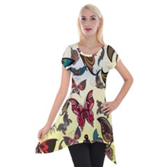 Colorful Butterflies Short Sleeve Side Drop Tunic by allthingseveryone