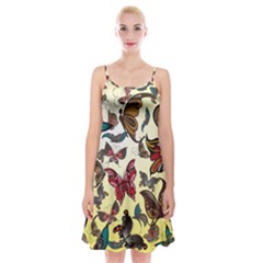 Colorful Butterflies Spaghetti Strap Velvet Dress