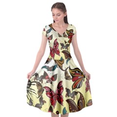 Colorful Butterflies Cap Sleeve Wrap Front Dress by allthingseveryone