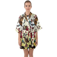 Colorful Butterflies Quarter Sleeve Kimono Robe by allthingseveryone