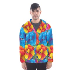 Neon Colored Floral Pattern Hooded Wind Breaker (men) by allthingseveryone