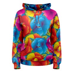 Neon Colored Floral Pattern Women s Pullover Hoodie by allthingseveryone