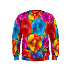 Neon Colored Floral Pattern Kids  Sweatshirt by allthingseveryone