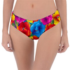 Neon Colored Floral Pattern Reversible Classic Bikini Bottoms by allthingseveryone