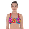 Neon Colored Floral Pattern Cross Back Sports Bra View1