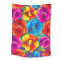 Neon Colored Floral Pattern Medium Tapestry by allthingseveryone