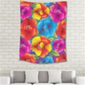 Neon Colored Floral Pattern Medium Tapestry View2